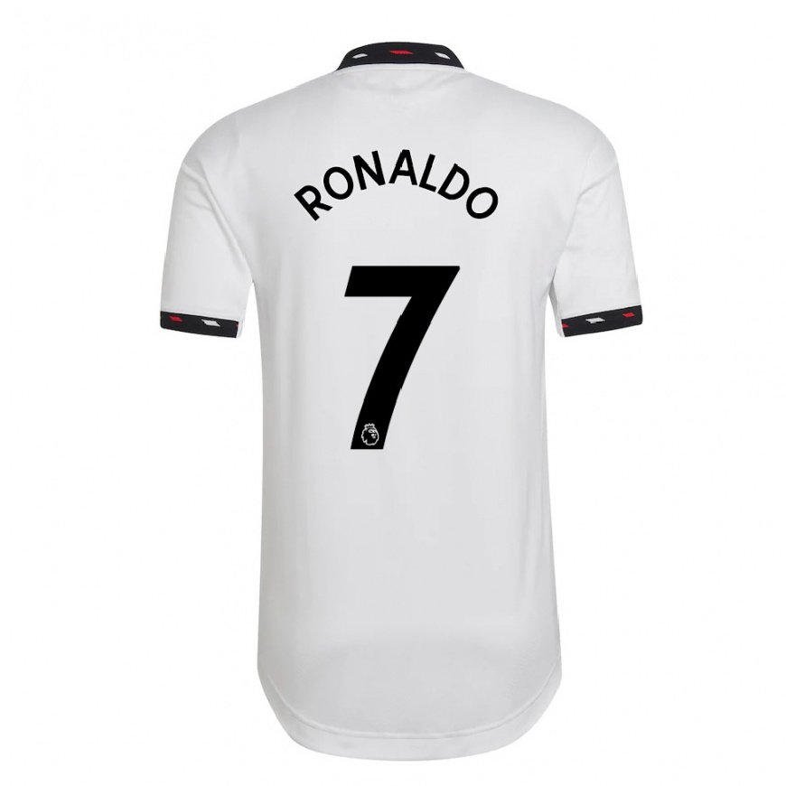 Kandiny Deti Cristiano Ronaldo #7 Biely Dresy Idegenbeli Csapatmez 2022/23 Triĭká