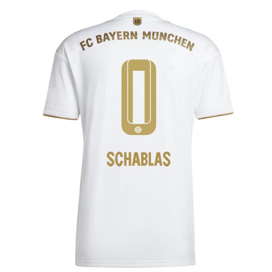 Kandiny Muži Matteo Schablas #0 Biele Zlato Dresy Idegenbeli Csapatmez 2022/23 Triĭká