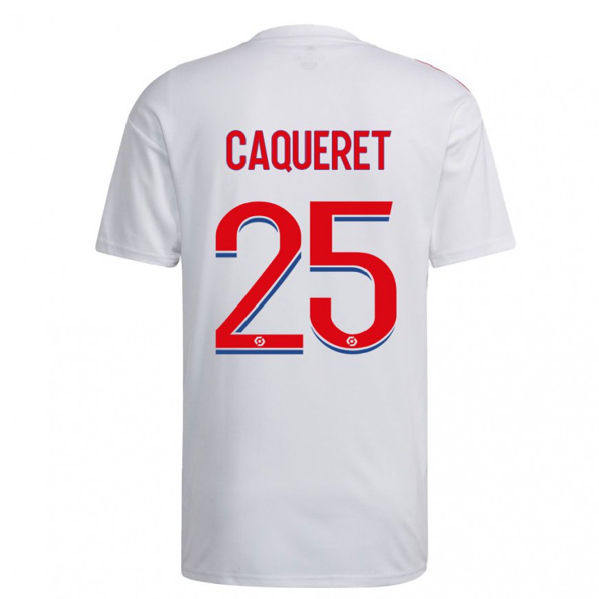 Kandiny Ženy Maxence Caqueret #25 Biela Modrá Červená Dresy Hazai Csapatmez 2022/23 Triĭká