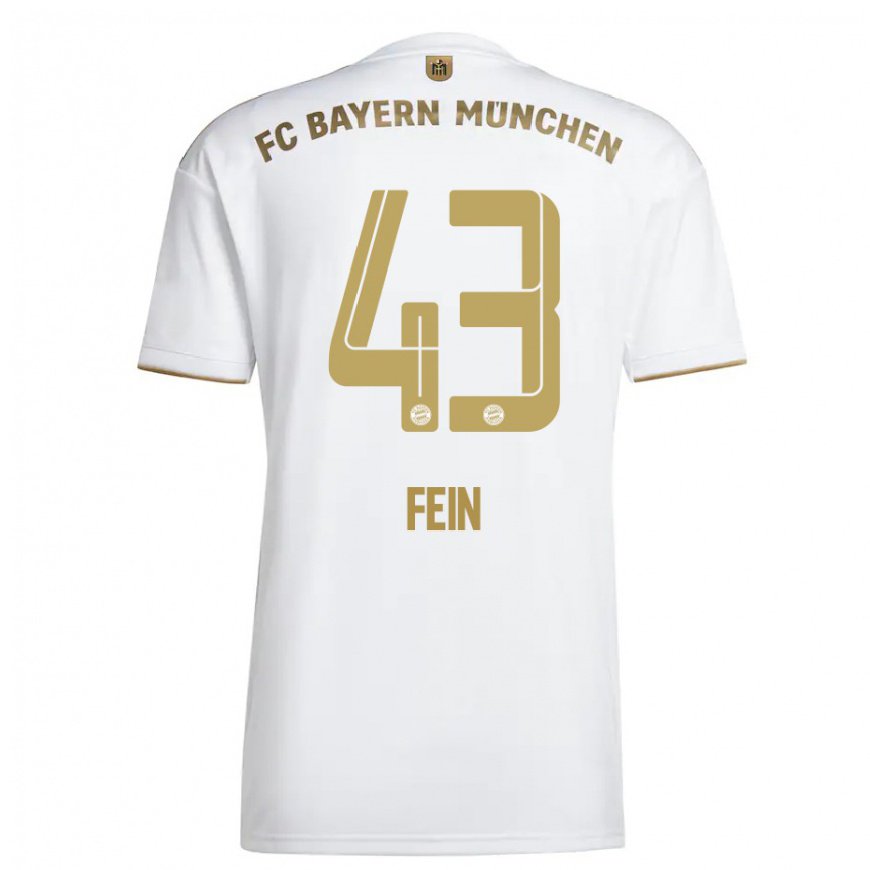 Kandiny Ženy Adrian Fein #43 Biele Zlato Dresy Idegenbeli Csapatmez 2022/23 Triĭká
