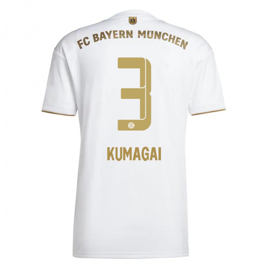 Kandiny Ženy Saki Kumagai #3 Biele Zlato Dresy Idegenbeli Csapatmez 2022/23 Triĭká