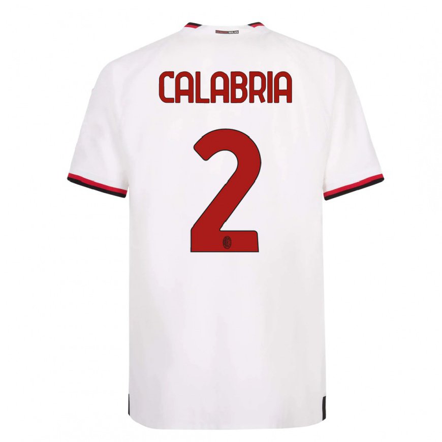 Kandiny Ženy Davide Calabria #2 Biela Červená Dresy Idegenbeli Csapatmez 2022/23 Triĭká