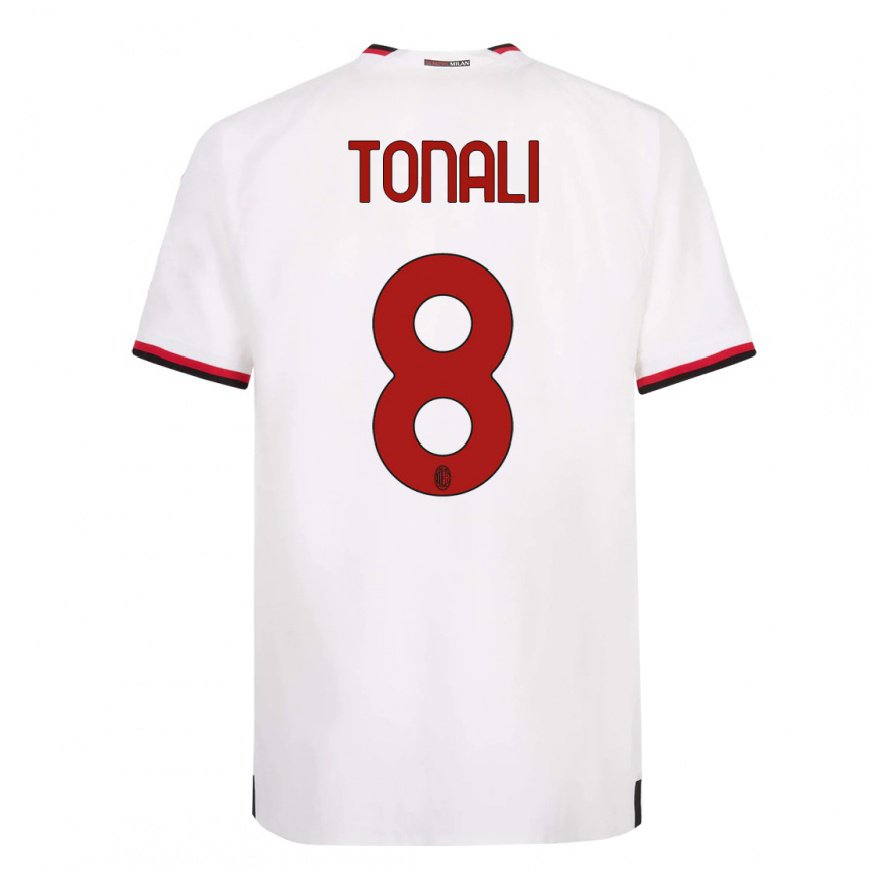 Kandiny Ženy Sandro Tonali #8 Biela Červená Dresy Idegenbeli Csapatmez 2022/23 Triĭká
