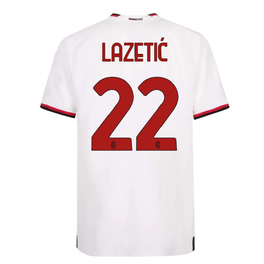 Kandiny Ženy Marko Lazetic #22 Biela Červená Dresy Idegenbeli Csapatmez 2022/23 Triĭká