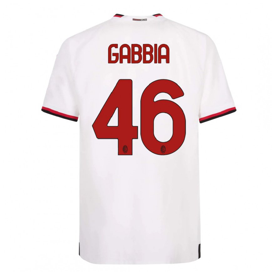 Kandiny Ženy Matteo Gabbia #46 Biela Červená Dresy Idegenbeli Csapatmez 2022/23 Triĭká