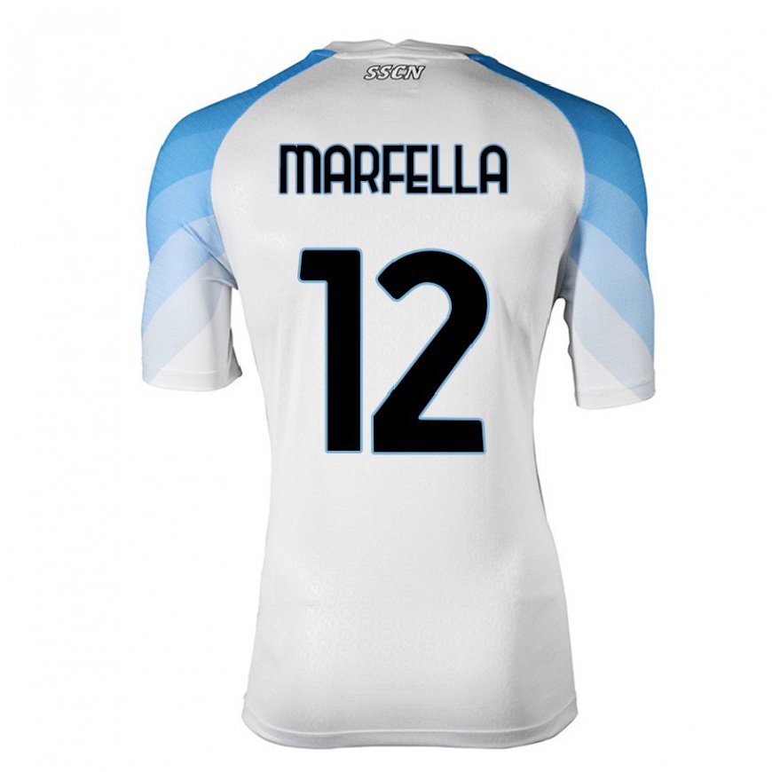Kandiny Ženy Davide Marfella #12 Biela Nebeská Modrá Dresy Idegenbeli Csapatmez 2022/23 Triĭká