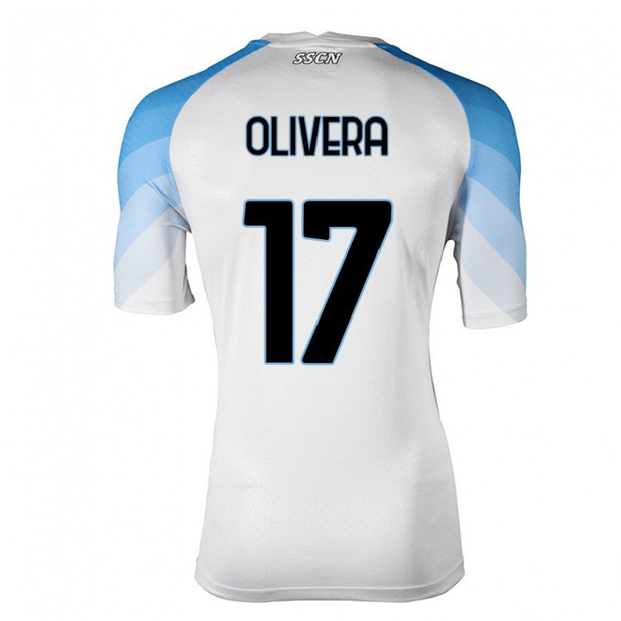Kandiny Ženy Mathias Olivera #17 Biela Nebeská Modrá Dresy Idegenbeli Csapatmez 2022/23 Triĭká