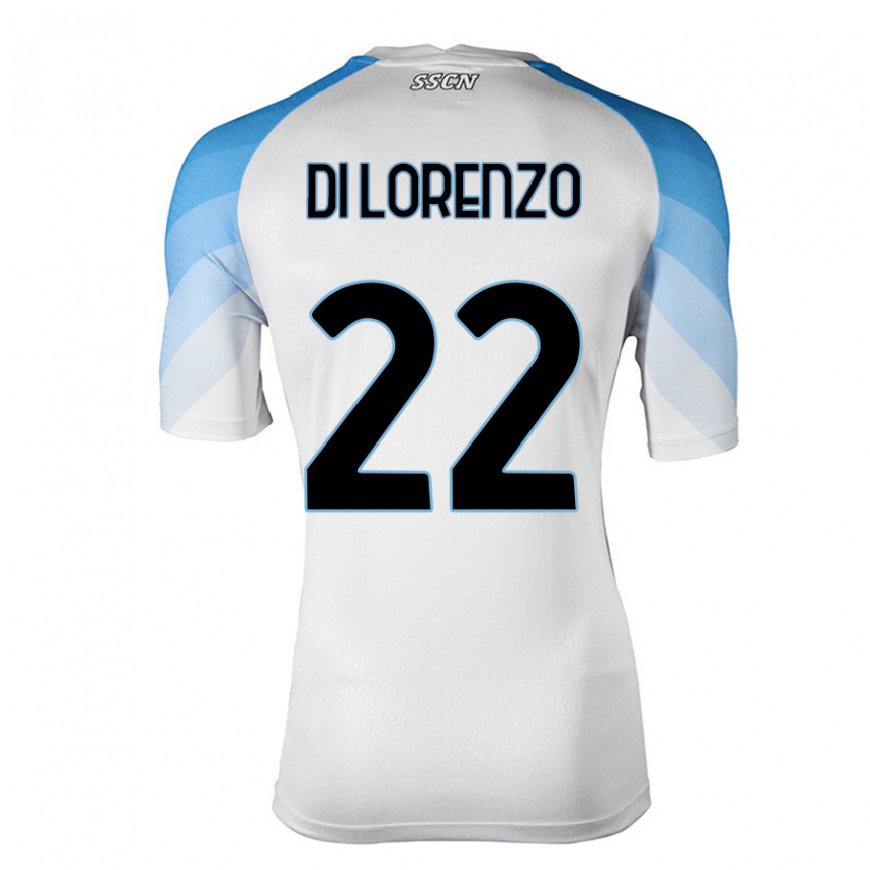 Kandiny Ženy Giovanni Di Lorenzo #22 Biela Nebeská Modrá Dresy Idegenbeli Csapatmez 2022/23 Triĭká