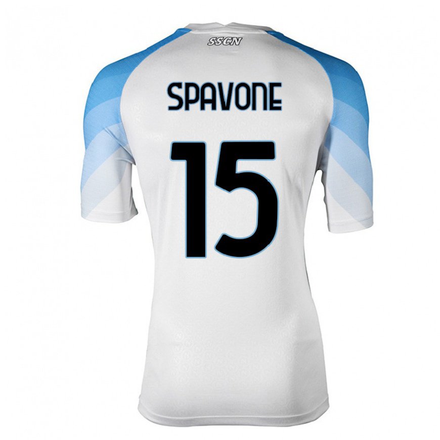Kandiny Ženy Alessandro Spavone #15 Biela Nebeská Modrá Dresy Idegenbeli Csapatmez 2022/23 Triĭká