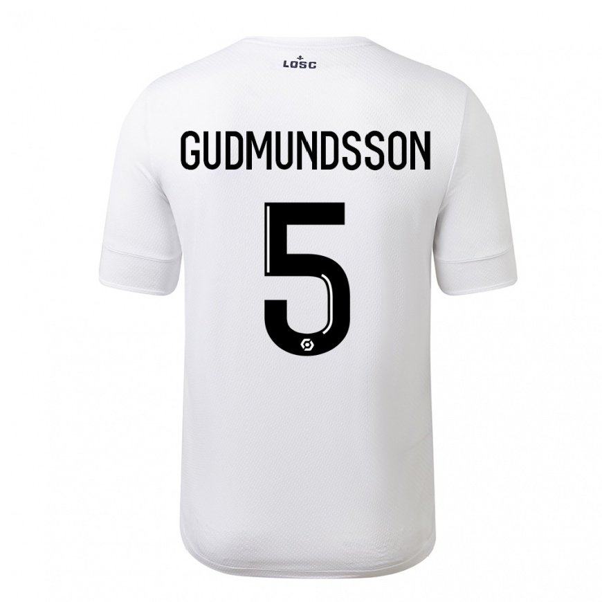 Kandiny Ženy Gabriel Gudmundsson #5 Biela Karmínová Dresy Idegenbeli Csapatmez 2022/23 Triĭká
