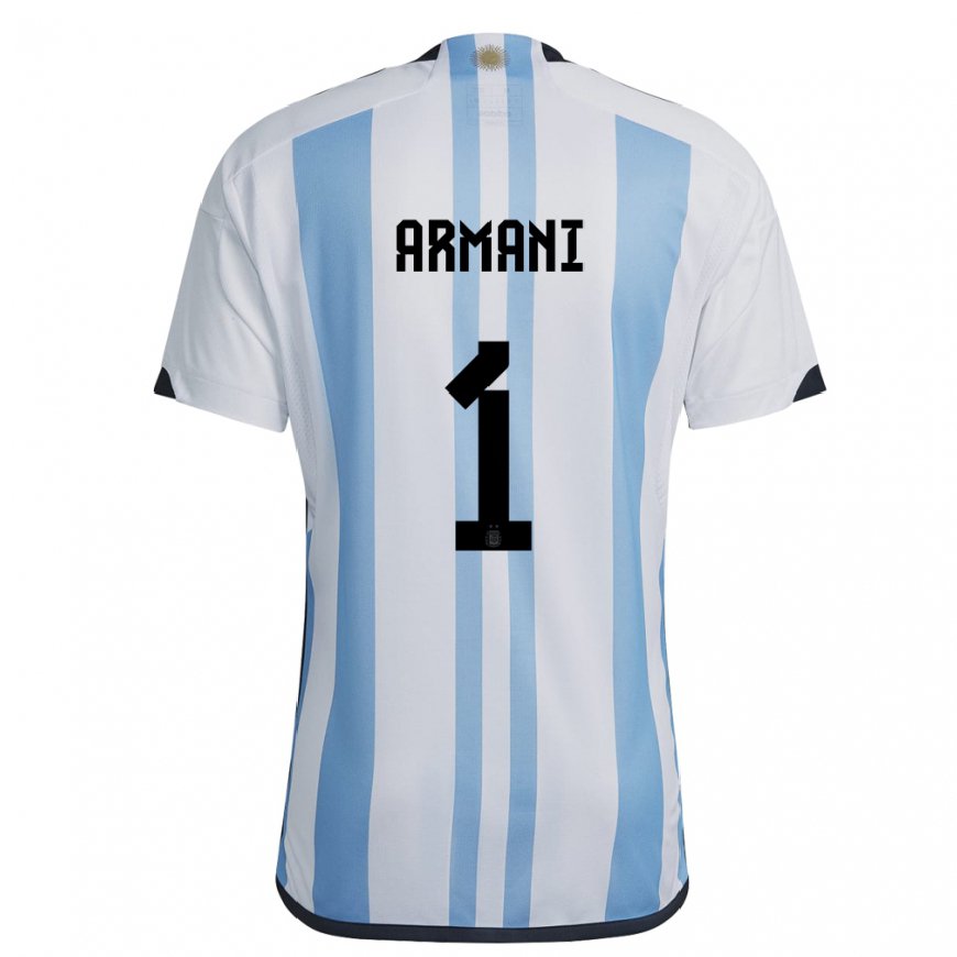 Kandiny Deti Argentínske Franco Armani #1 Biela Nebeská Modrá Dresy Hazai Csapatmez 22-24 Triĭká