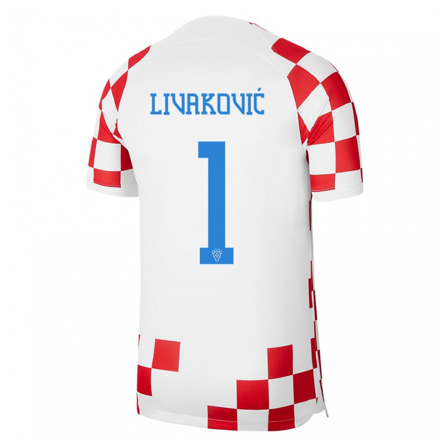 Kandiny Deti Chorvátske Dominik Livakovic #1 Červená Biela Dresy Hazai Csapatmez 22-24 Triĭká