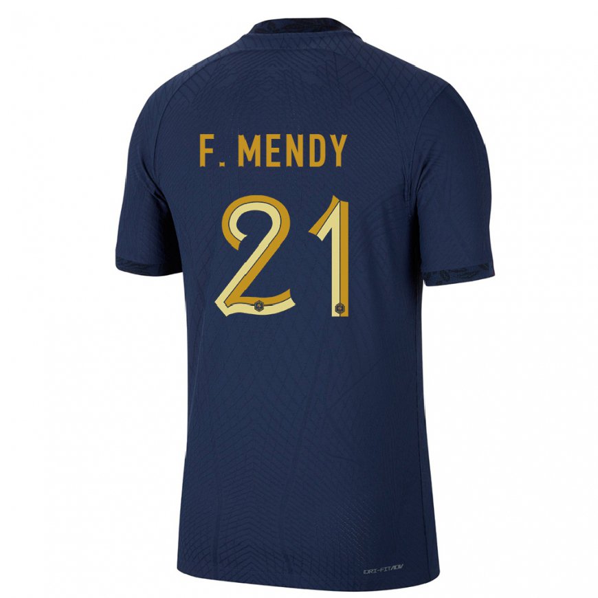 Kandiny Deti Francúzske Ferland Mendy #21 Námornícka Modrá Dresy Hazai Csapatmez 22-24 Triĭká