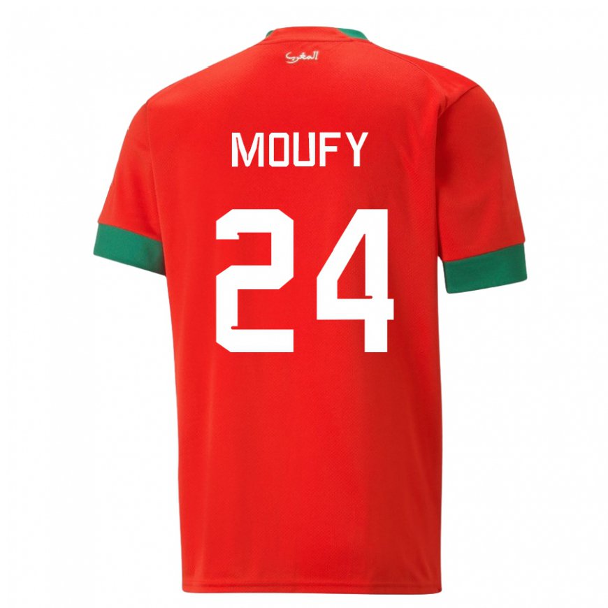 Kandiny Deti Marocké Fahd Moufy #24 Červená Dresy Hazai Csapatmez 22-24 Triĭká