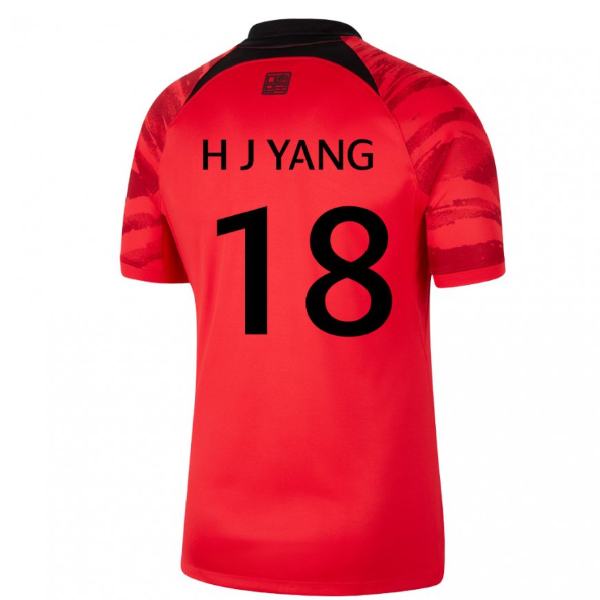 Kandiny Deti Juhokórejské Hyun-jun Yang #18 červená čierna Dresy Hazai Csapatmez 22-24 Triĭká