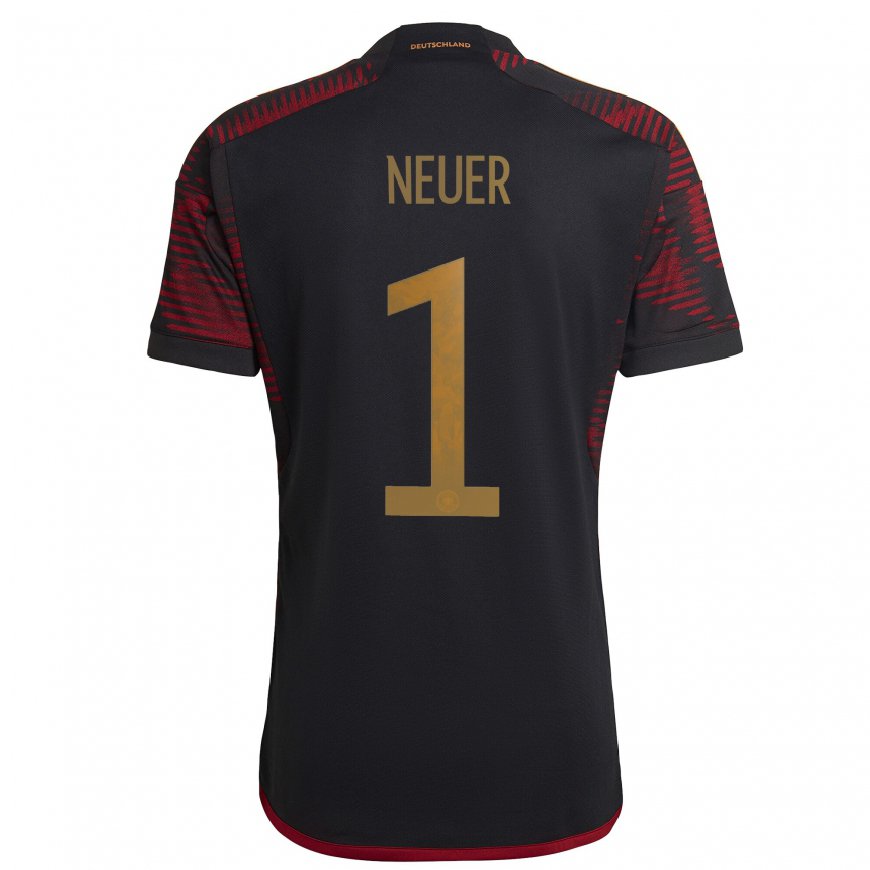 Kandiny Deti Nemecké Manuel Neuer #1 Čierna Maroon Dresy Idegenbeli Csapatmez 22-24 Triĭká