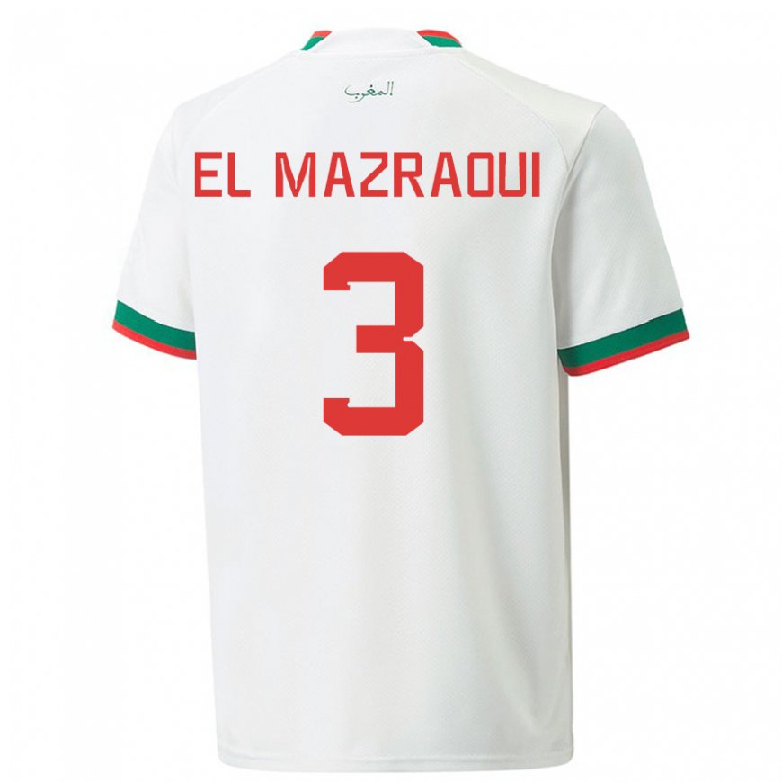 Kandiny Deti Marocké Noussair El Mazraoui #3 Biely Dresy Idegenbeli Csapatmez 22-24 Triĭká