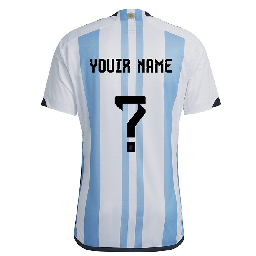 Kandiny Muži Argentínske Tvoje Meno #0 Biela Nebeská Modrá Dresy Hazai Csapatmez 22-24 Triĭká