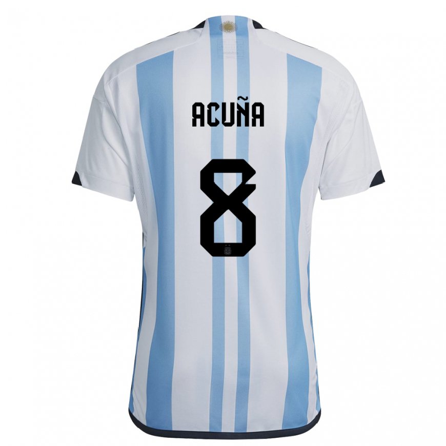 Kandiny Muži Argentínske Marcos Acuna #8 Biela Nebeská Modrá Dresy Hazai Csapatmez 22-24 Triĭká