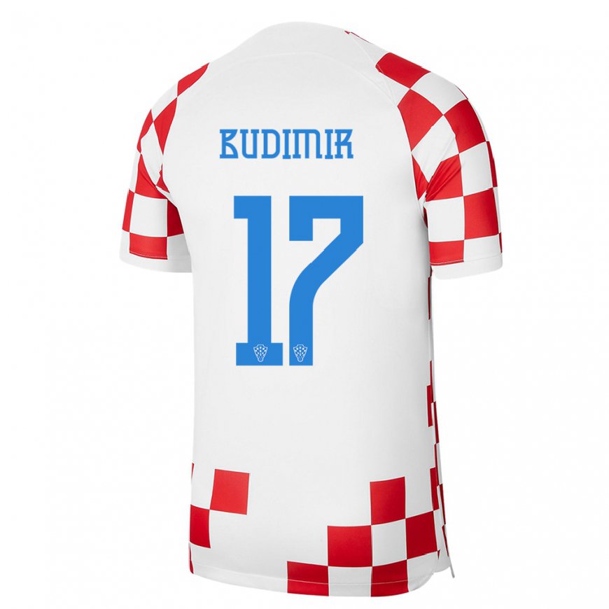 Kandiny Muži Chorvátske Ante Budimir #17 Červená Biela Dresy Hazai Csapatmez 22-24 Triĭká