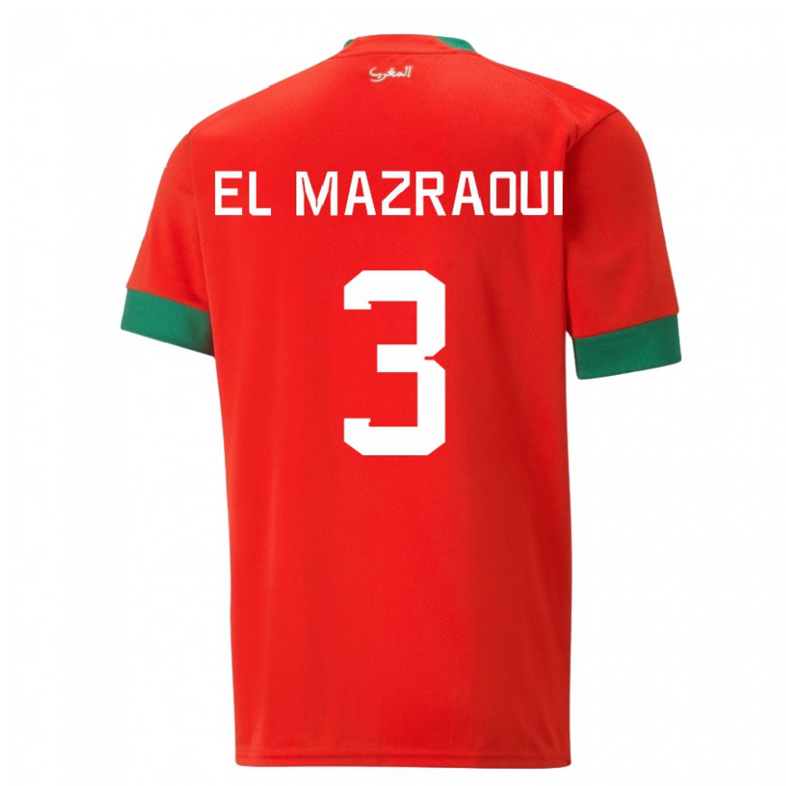 Kandiny Muži Marocké Noussair El Mazraoui #3 Červená Dresy Hazai Csapatmez 22-24 Triĭká