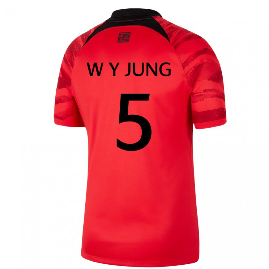 Kandiny Muži Juhokórejské Woo-young Jung #5 červená čierna Dresy Hazai Csapatmez 22-24 Triĭká