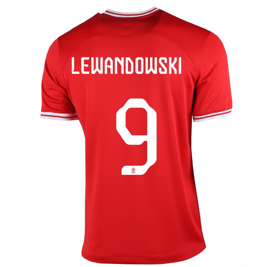 Kandiny Muži Poľské Robert Lewandowski #9 Červená Dresy Idegenbeli Csapatmez 22-24 Triĭká