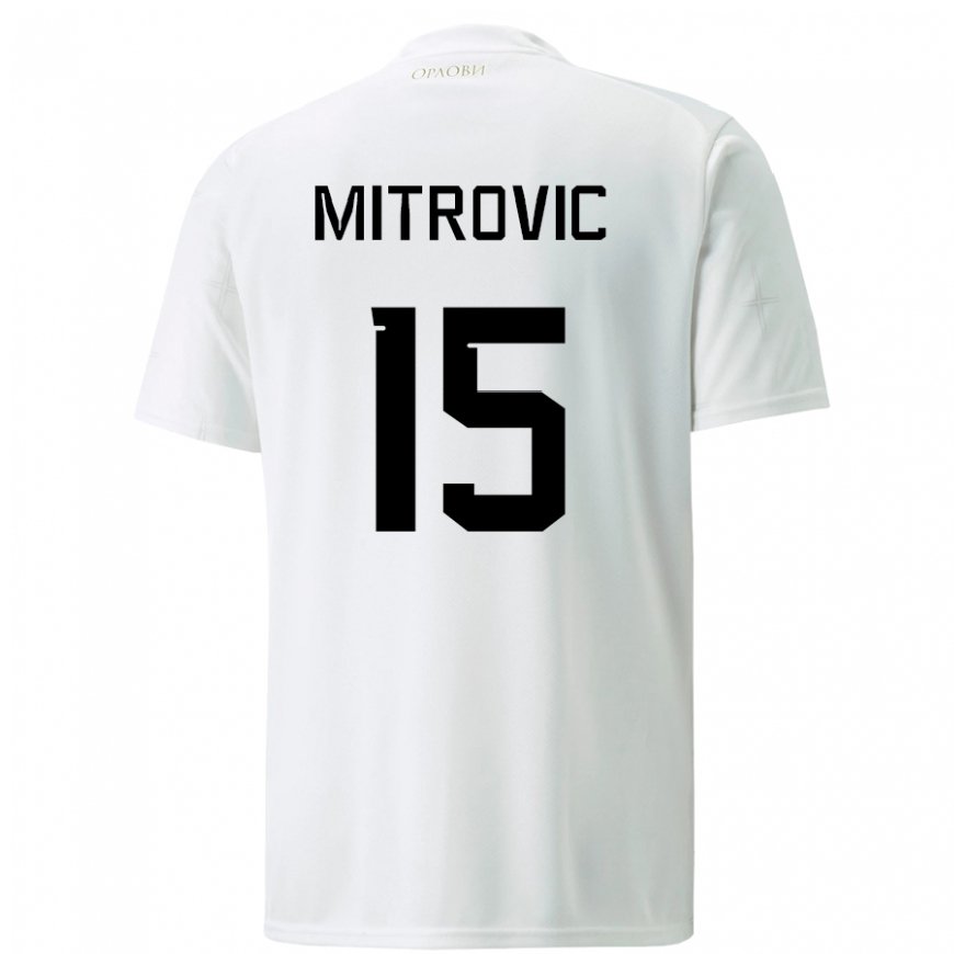 Kandiny Muži Srbské Stefan Mitrovic #15 Biely Dresy Idegenbeli Csapatmez 22-24 Triĭká
