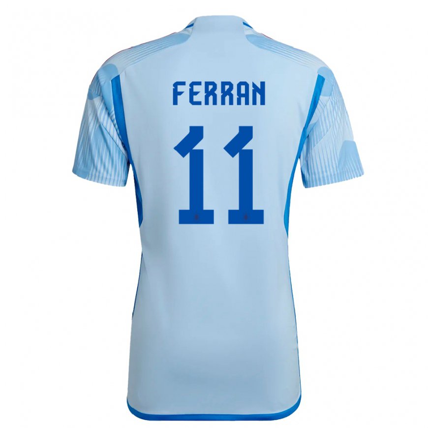 Kandiny Muži Španielske Ferran Torres #11 Modrá Obloha Dresy Idegenbeli Csapatmez 22-24 Triĭká