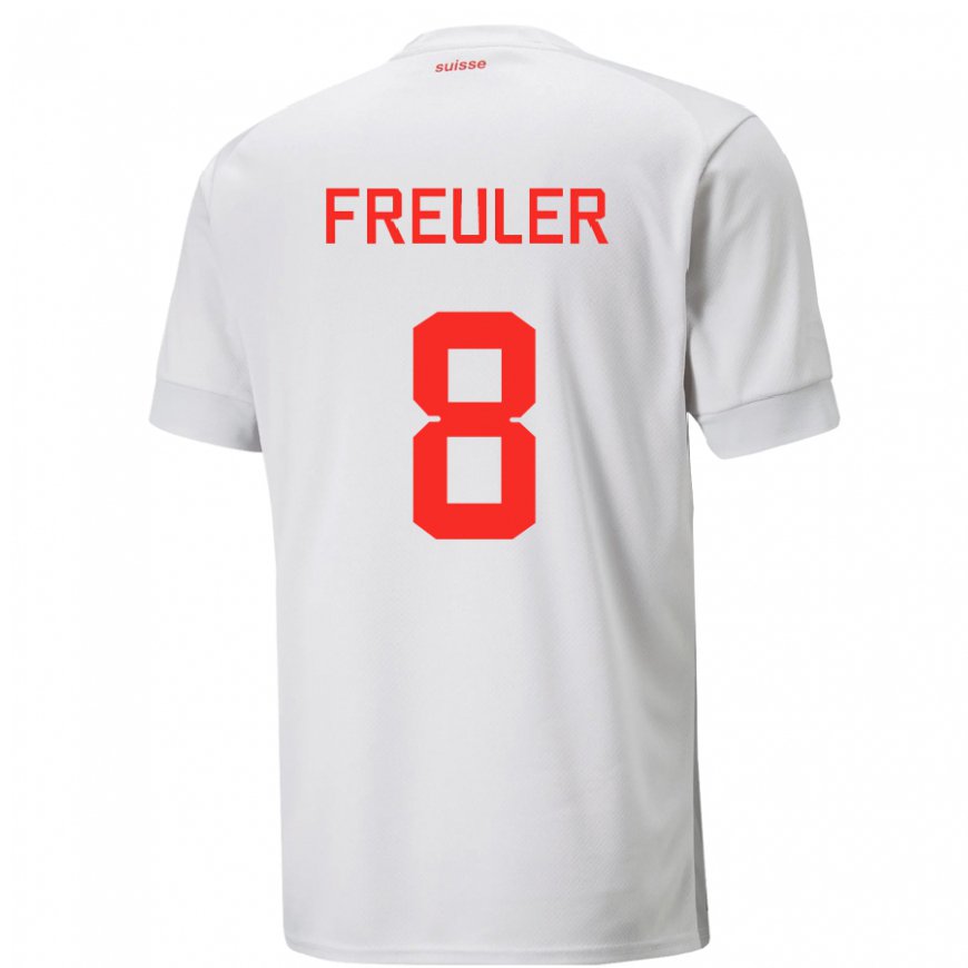 Kandiny Muži Švajčiarske Remo Freuler #8 Biely Dresy Idegenbeli Csapatmez 22-24 Triĭká