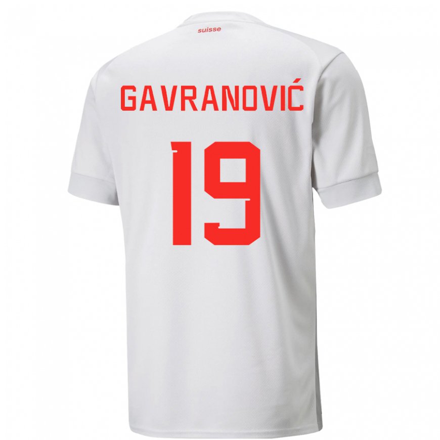 Kandiny Muži Švajčiarske Mario Gavranovic #19 Biely Dresy Idegenbeli Csapatmez 22-24 Triĭká