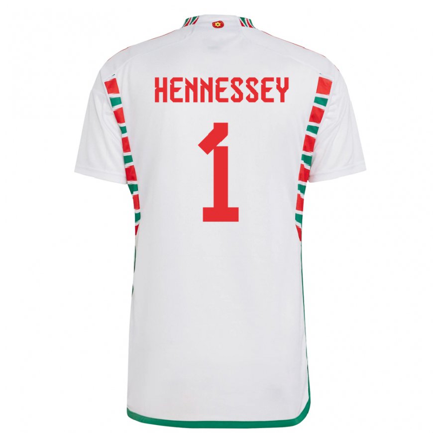 Kandiny Muži Waleské Wayne Hennessey #1 Biely Dresy Idegenbeli Csapatmez 22-24 Triĭká