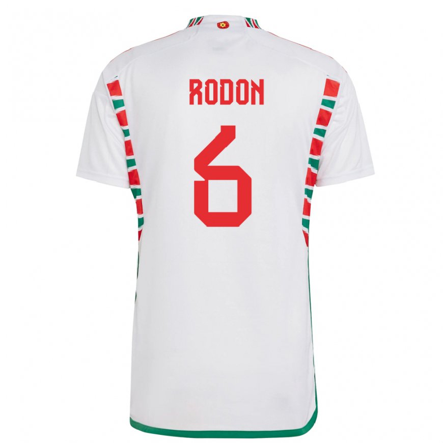 Kandiny Muži Waleské Joe Rodon #6 Biely Dresy Idegenbeli Csapatmez 22-24 Triĭká