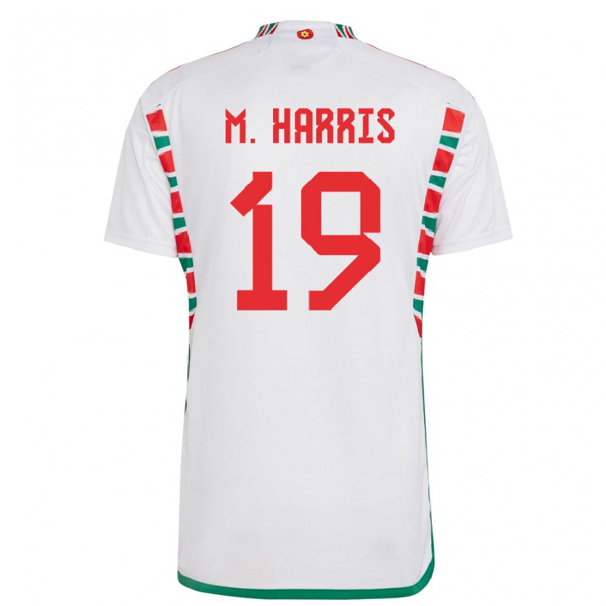 Kandiny Muži Waleské Mark Harris #19 Biely Dresy Idegenbeli Csapatmez 22-24 Triĭká