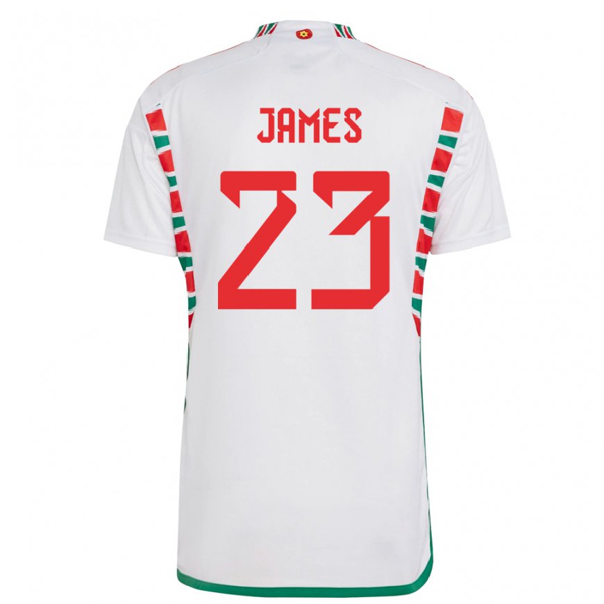 Kandiny Muži Waleské Jordan James #23 Biely Dresy Idegenbeli Csapatmez 22-24 Triĭká