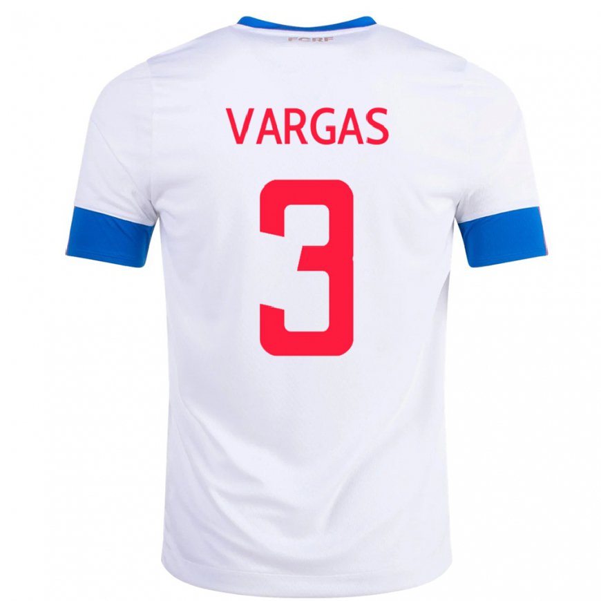 Kandiny Muži Kostarické Juan Pablo Vargas #3 Biely Dresy Idegenbeli Csapatmez 22-24 Triĭká
