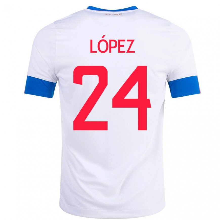 Kandiny Muži Kostarické Douglas Lopez #24 Biely Dresy Idegenbeli Csapatmez 22-24 Triĭká