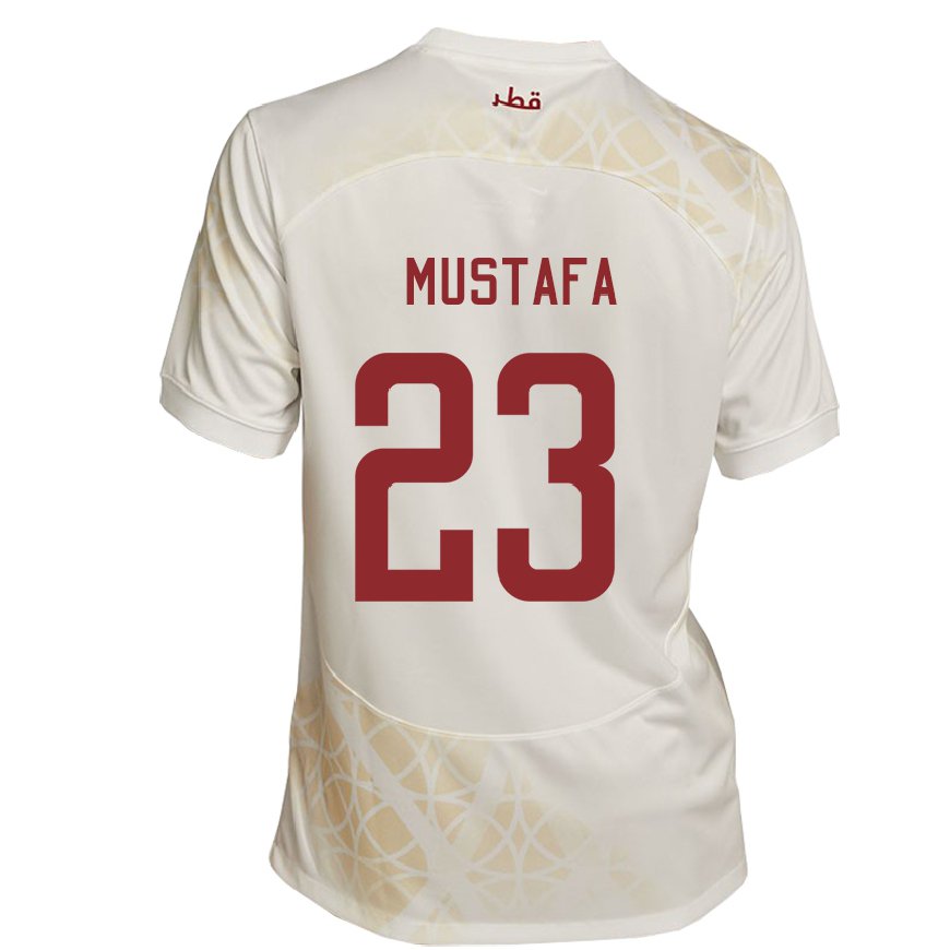 Kandiny Muži Katarské Mustafa Mashaal #23 Zlato Béžová Dresy Idegenbeli Csapatmez 22-24 Triĭká