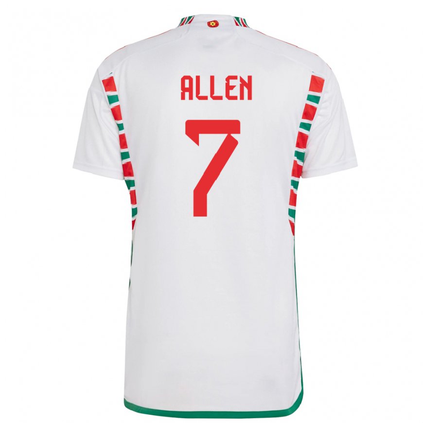 Kandiny Ženy Waleské Joe Allen #7 Biely Dresy Idegenbeli Csapatmez 22-24 Triĭká