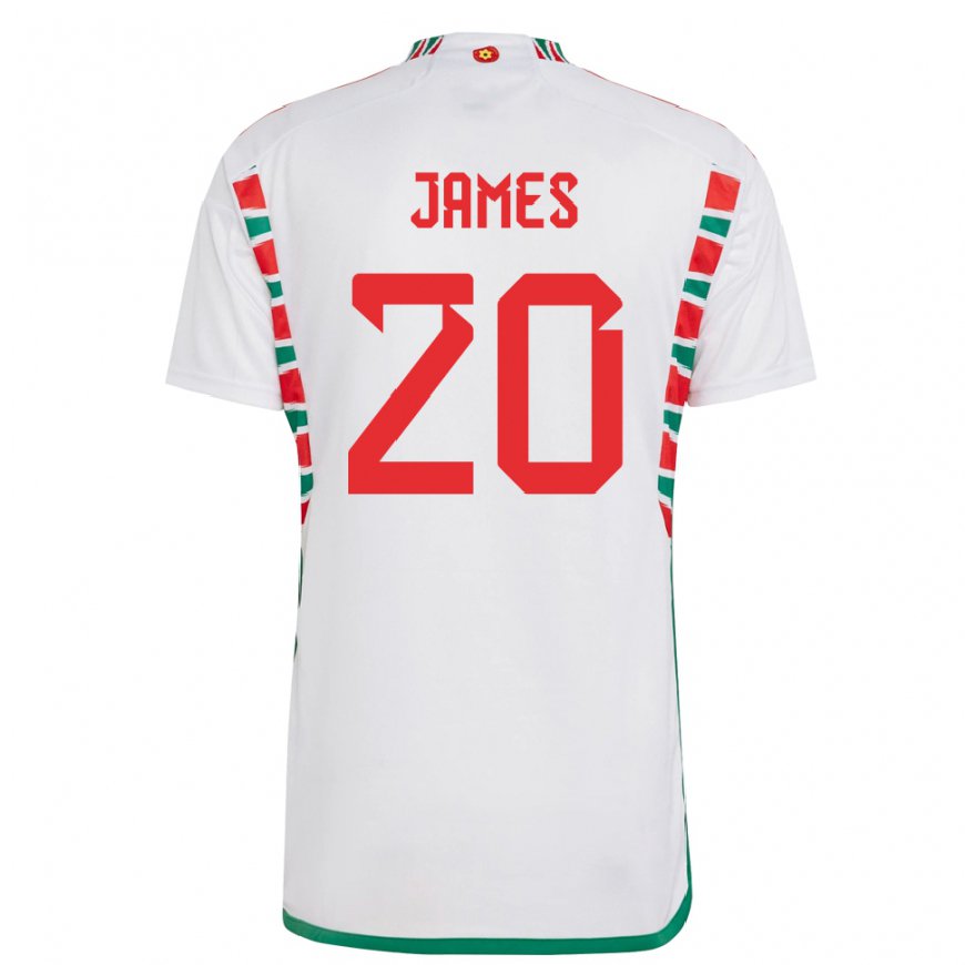 Kandiny Ženy Waleské Daniel James #20 Biely Dresy Idegenbeli Csapatmez 22-24 Triĭká