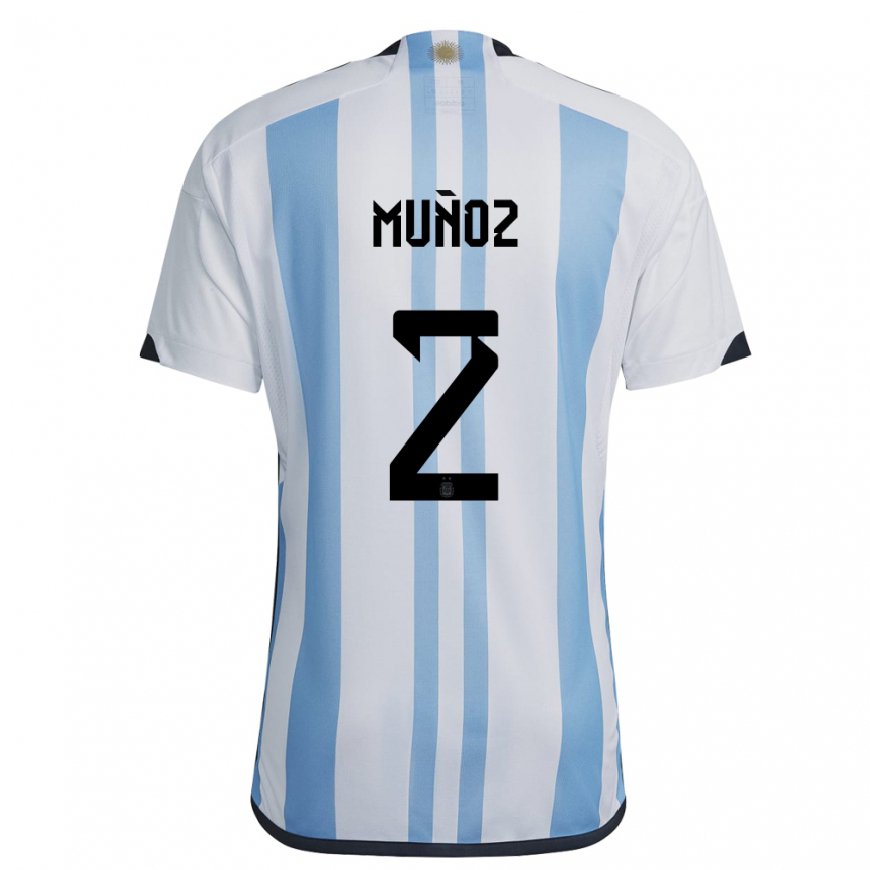 Kandiny Deti Argentínske Luana Munoz #2 Biela Nebeská Modrá Dresy Hazai Csapatmez 22-24 Triĭká