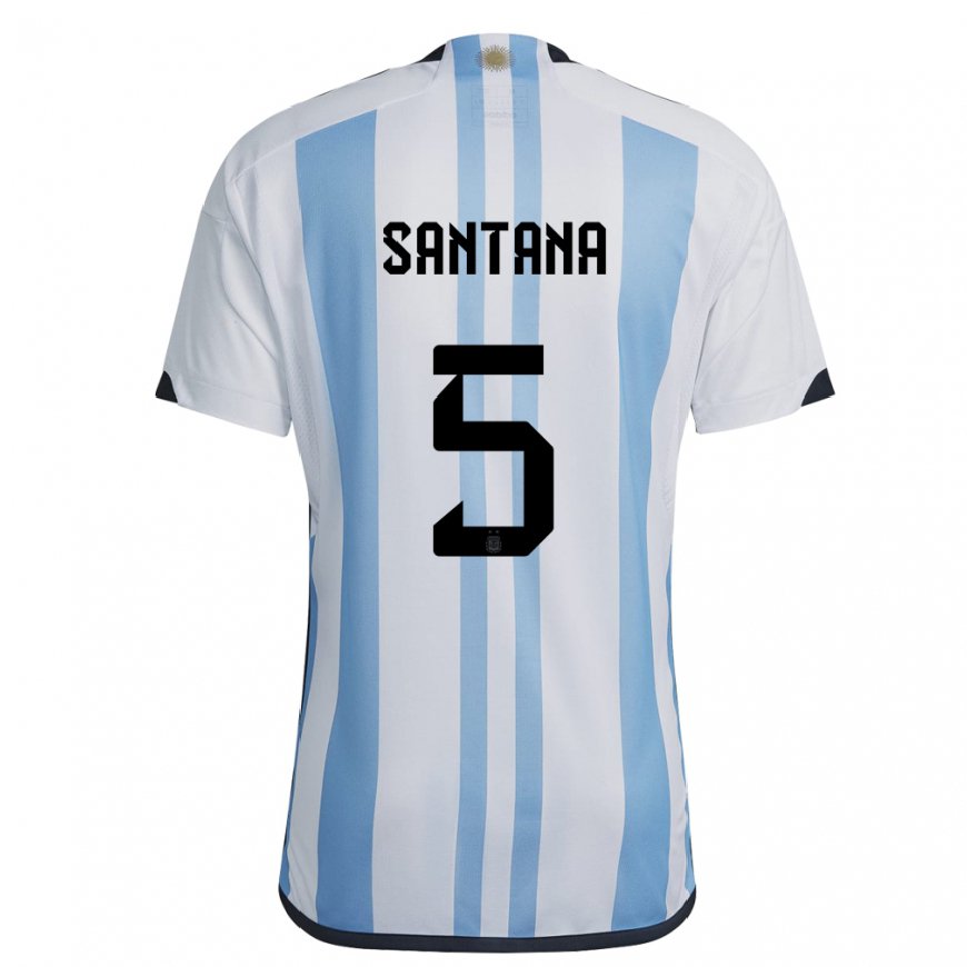 Kandiny Deti Argentínske Vanesa Santana #5 Biela Nebeská Modrá Dresy Hazai Csapatmez 22-24 Triĭká