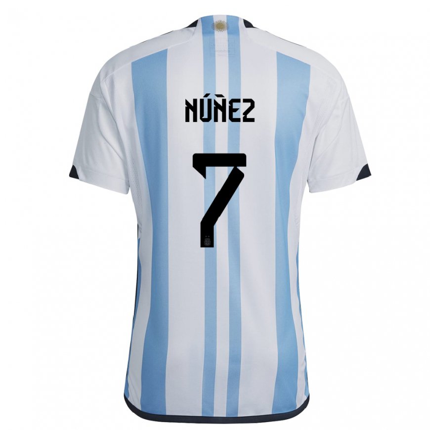 Kandiny Deti Argentínske Romina Nunez #7 Biela Nebeská Modrá Dresy Hazai Csapatmez 22-24 Triĭká