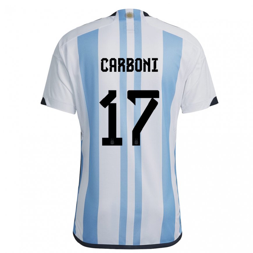 Kandiny Deti Argentínske Valentin Carboni #17 Biela Nebeská Modrá Dresy Hazai Csapatmez 22-24 Triĭká