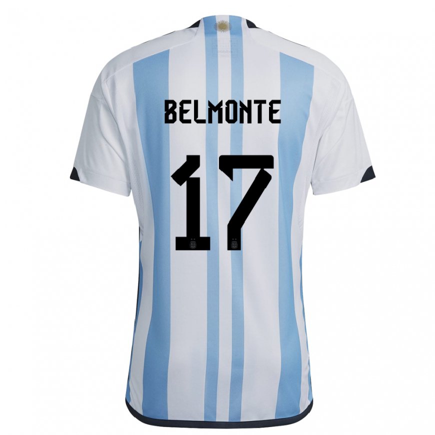 Kandiny Deti Argentínske Tomas Belmonte #17 Biela Nebeská Modrá Dresy Hazai Csapatmez 22-24 Triĭká