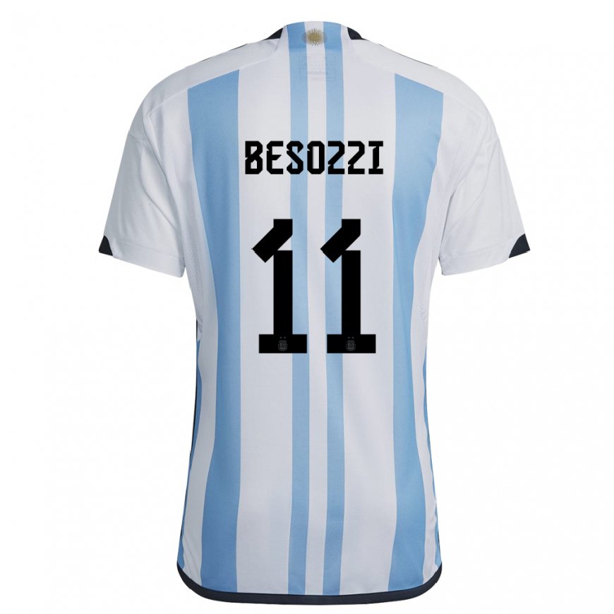 Kandiny Deti Argentínske Lucas Besozzi #11 Biela Nebeská Modrá Dresy Hazai Csapatmez 22-24 Triĭká