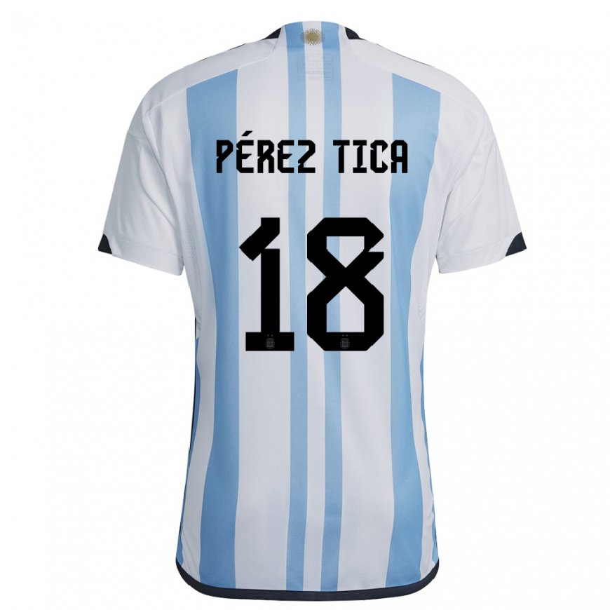 Kandiny Deti Argentínske Jeremias Perez Tica #18 Biela Nebeská Modrá Dresy Hazai Csapatmez 22-24 Triĭká