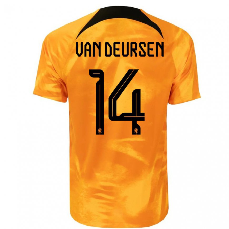 Kandiny Deti Holandské Eva Van Deursen #14 Oranžový Laser Dresy Hazai Csapatmez 22-24 Triĭká