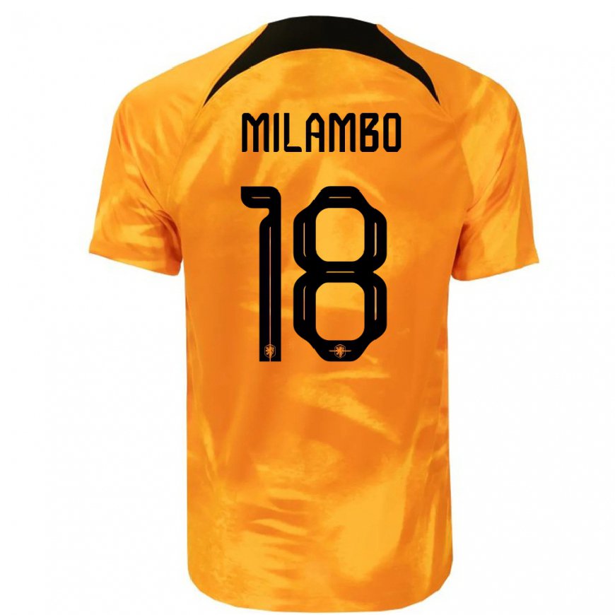 Kandiny Deti Holandské Antoni Milambo #18 Oranžový Laser Dresy Hazai Csapatmez 22-24 Triĭká