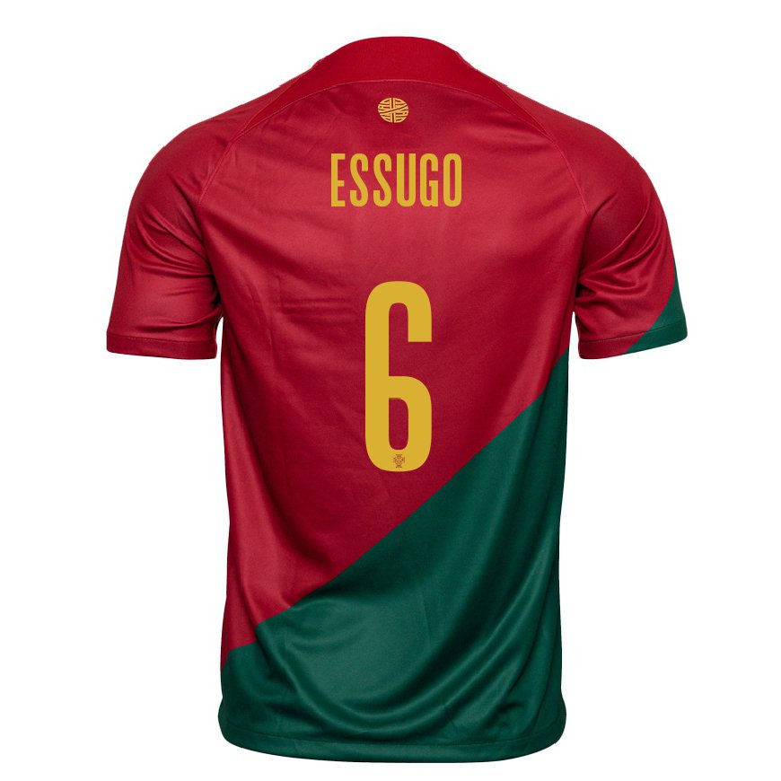 Kandiny Deti Portugalské Dario Essugo #6 Červená Zelená Dresy Hazai Csapatmez 22-24 Triĭká